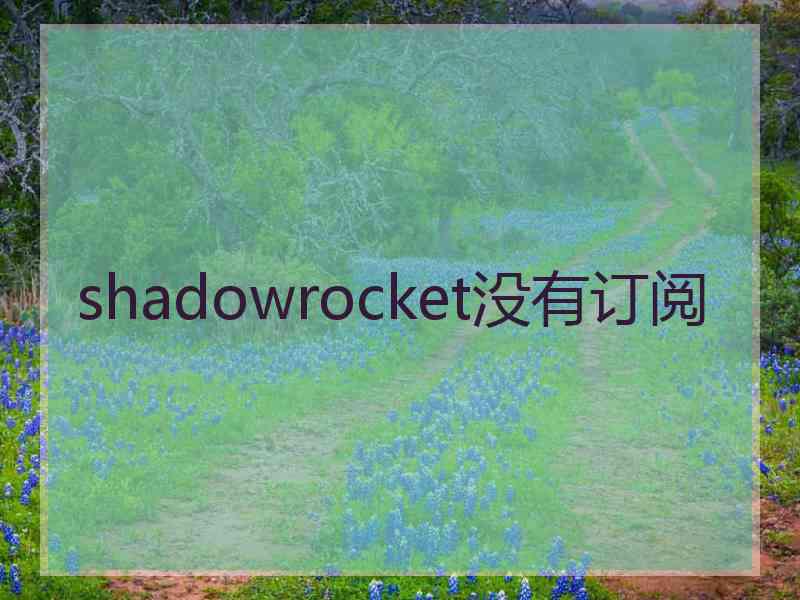 shadowrocket没有订阅