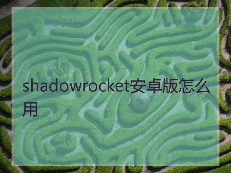 shadowrocket安卓版怎么用